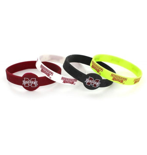 MISSISSIPPI STATE SILICONE BRACELETS (4 PACK)